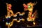 Large Chinese dragon lanterns, photographed at night