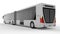 A large city bus with an additional elongated part for large passenger capacity during rush hour or transportation of