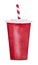 Large Classic Takeaway Red Soda Paper Cup with Straw, ready to drink.