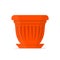 Large clay orange flowerpot. Vector Illustration.