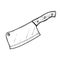 Large cleaver knife. Butcher and kitchen utensil. Chef\\\'s tool. Hand drawn sketch style drawing.