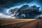 a large cloud formation with lightning coming out of the ground