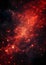 a large cluster of stars in the sky Dazzling Galactic Core in Crimson Red with Revolving patterns