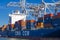 Large CMA CGM container vessel unloaded in Port of Rotterdam