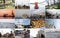 A large collage of landmarks and landscapes of Istanbul and nearby islands. Spring time of the year, flowering parks, bazaar, port