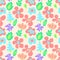 Large colorful flowers on black seamless pattern, vector