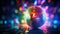 Large colorful multi-colored disco ball close-up on a bright background