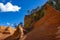 Large colorful ochre deposits, located in Roussillon, small Provensal town in  Natural Regional Park of Luberon, South of France