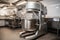 large commercial mixer with multiple buckets and blades mixing ingredients for recipe