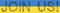Large community of people forming JOIN US message  on Ukrainian flag.