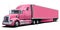 A large, completely pink American truck Western Star.