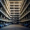 large concrete multistory car park, corporate building, generative ai