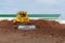 Large construction bulldozer at a construction site