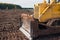 Large construction bulldozer at a construction site