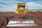 Large construction bulldozer at a construction site