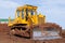 Large construction bulldozer at a construction site