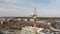 Large construction site with a large crane - Aerial cinematic view