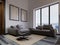 A large corner sofa by the living room window is contemporary style, gray fabric, a multifunctional modular sofa with a magazine