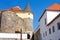 Large courtyard of the ancient castle Palanok in the city of Mukachevo Ukraine