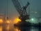 large cranes at work at sea or harbour