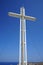 A large cross stands on a hill near the Church of Prophet Elias. Pefkos or Pefki, Rhodes island, Greece