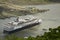 Large cruise ship exiting Pedro Miguel Locks on Panama Canal