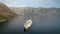 Large cruise ship passing through the bay of Kotor