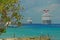 Large cruise ships docking at George Town, Cayman Islands with clean clear water