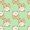 Large Cute Hamster Collection Pattern with Soft Green Background Repeat Print Vector