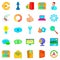 Large data warehouse icons set, cartoon style