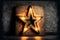 Large decorative retro star with lots of burning lights on grunge concrete background. Beautiful decor, modern design element. The