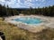 Large deep blue pool at Yellowstone National Park