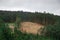 Large deforested forest full of wood cutting debris. Ecological crisis Landscape of Galicia, Spain