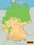 Large detailed topographic map of Germany with contours, lakes, mountains. Physical vector map with national flag.