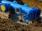 large diameter blue water pipe installation in excavated ditch