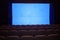 large digital blue screen in theatre