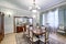 Large dining table in the interior of the house.