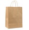 Large disposable brown kraft paper bag with handles isolated on white background, eco packaging