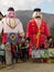 large doll inflatable figures depicting man and woman in traditional costumes and actors and artists on the pancake day