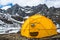 Large dome shelter tent set in the alpine of Alaskan wilderness