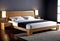 Large double bed in modern style. Modern design of a cozy and calm bedroom in your own home,