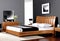 Large double bed in modern style. Modern design of a cozy and calm bedroom in your own home,