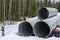 Large drainage corrugated pipes for laying under the road