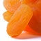 Large Dried apricots on a white background