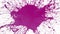 Large drops of purple paint fall on the white surface and it is stain, leaving large blots and making large splashes and