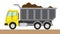 A large dump truck transports soil