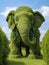 A large elephant made out of green plants, AI