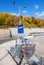 Large empty blue shopping cart near the IKEA Samara store