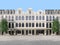 Large empty plaza with classical style building background 3d render