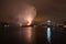 Large epic smokey expolsion Fireworks Over Water San Diego, California Midway